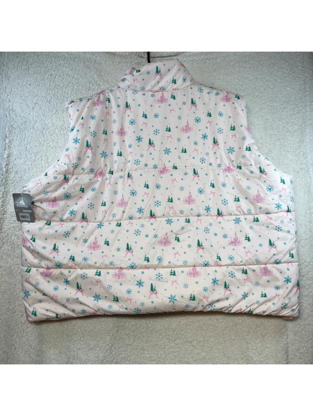 Disney Pink Princess Castle Snowflake Puffer Jacket Girls 3X NWT - Picture 2 of 7